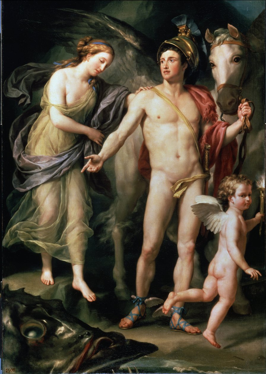 Andromede och Persee håller i sitt Pegase-fäste av Anton Raphael Mengs