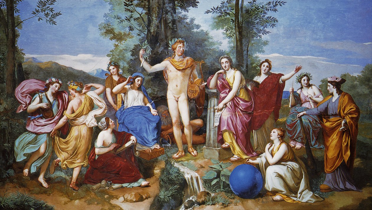 Apollo, Mnemosyne och de nio muserna av Anton Raphael Mengs