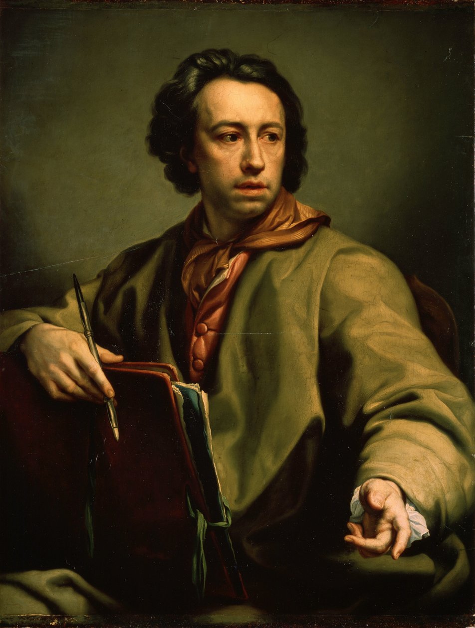 Självporträtt (Självporträtt). Målning av Anton Raphael Mengs (1728-1779), cirka 1775. Olja på trä. Tysk konst, klassisk stil. Eremitagemuseet, Sankt Petersburg. av Anton Raphael Mengs