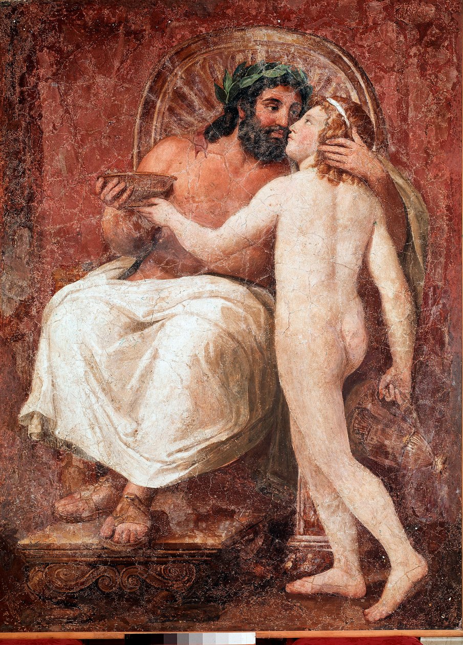 Jupiter och Ganymedes Zeus kysser sin älskare Ganymedes. Fresk på duk av Anton Raphael Mengs (1728-1779) 1700-talets sön. 178,7x137 cm Rom, Galleria Nazionale Corsini av Anton Raphael Mengs