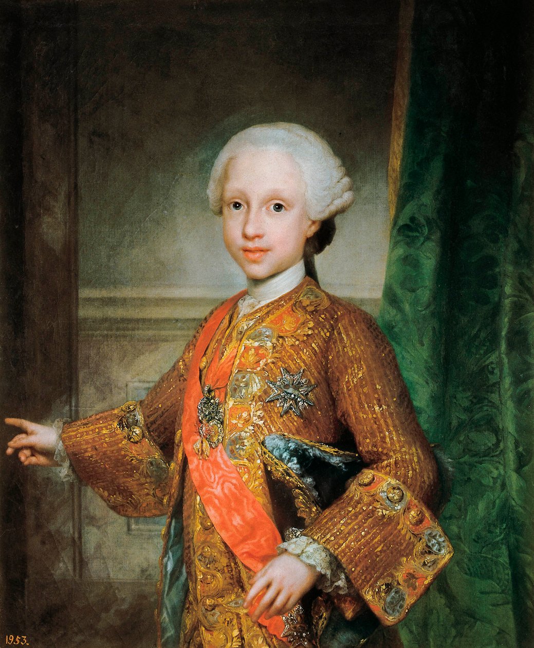 Porträtt av Francois Xavier de Bourbon (1757-1771), Spädbarn av Spanien, Riddare av den Helige Ande (Helig Ande). Målning av Anton Raphael Mengs (1728-1779). Omkring 1765. Madrid. Pradomuseet. av Anton Raphael Mengs
