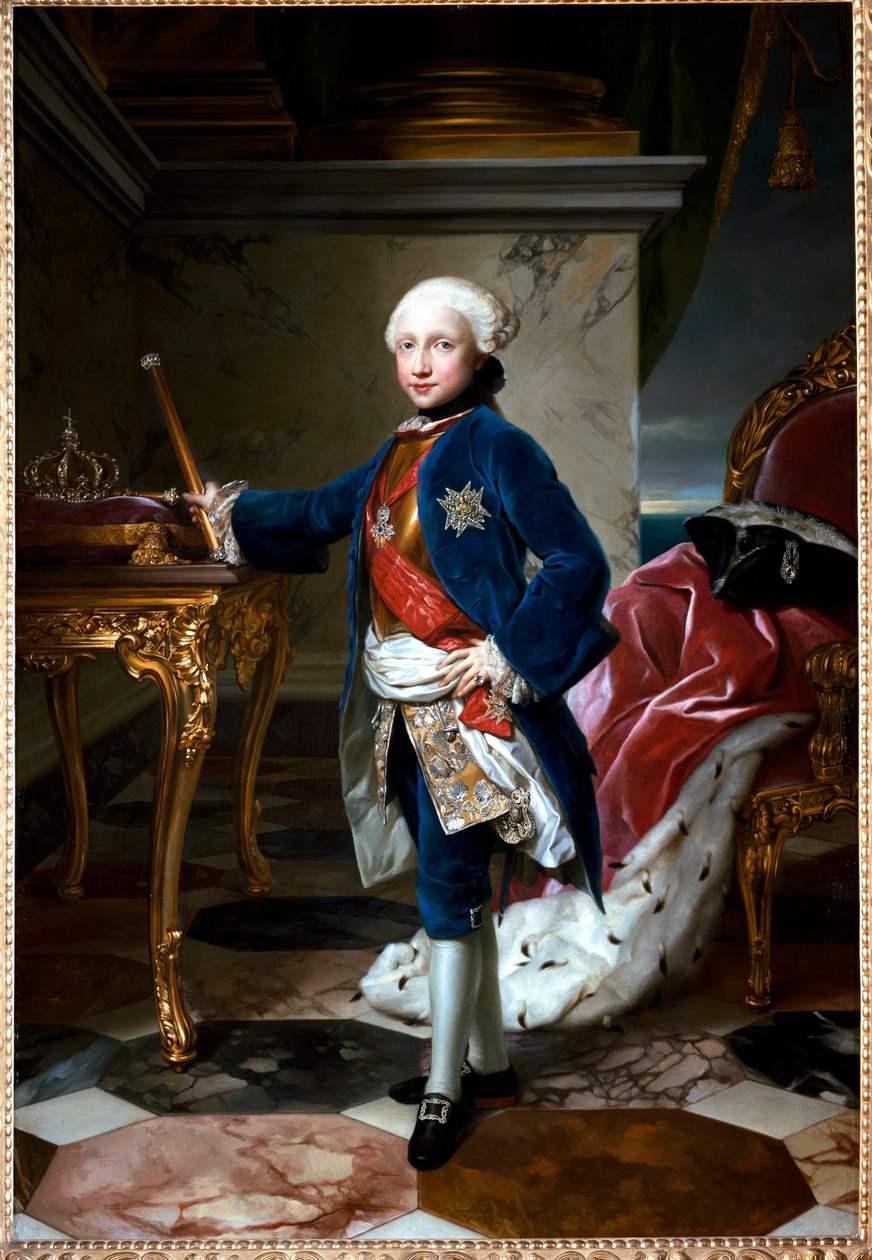 Porträtt av Ferdinand I av Bourbon eller Ferdinand IV, kung av Neapel, vid nio års ålder av Anton Raphael Mengs