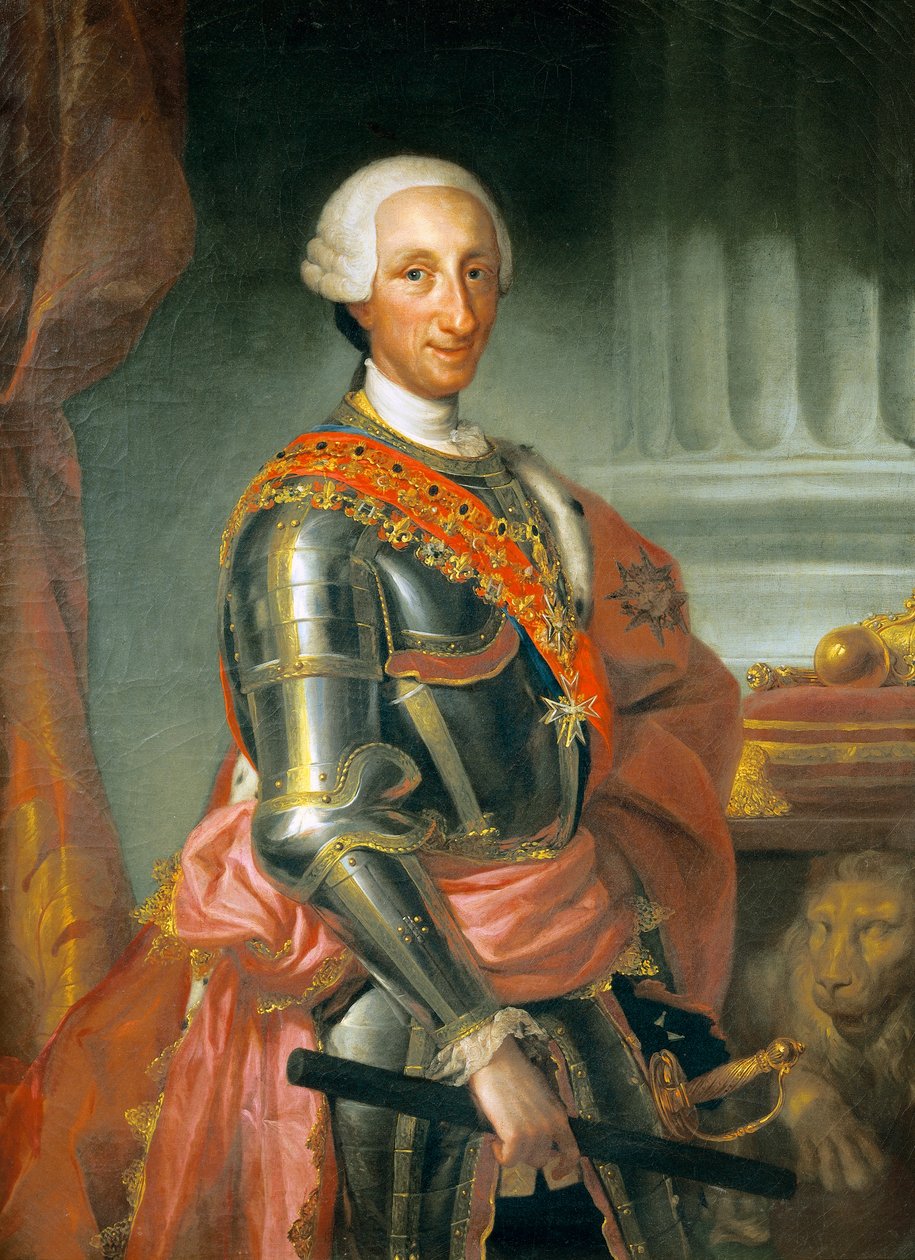 Porträtt av kung Karl III av Spanien, av Anton Raphael Mengs, cirka 1765, olja på duk av Anton Raphael Mengs