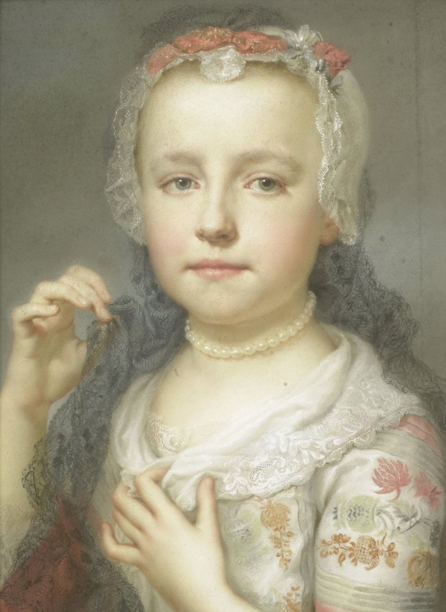 Porträtt av en ung flicka, möjligen Julie Carlotta Mengs, konstnärens syster, 1742-44 av Anton Raphael Mengs