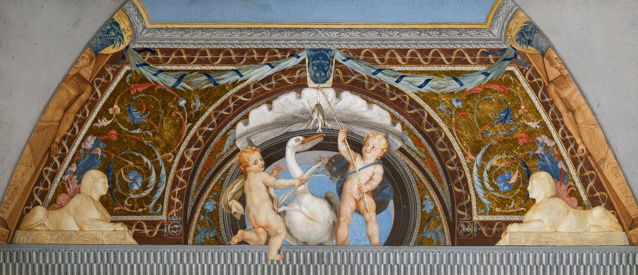 Putti med en pelikan, av Anton Raphael Mengs, detalj, mixed media av Anton Raphael Mengs