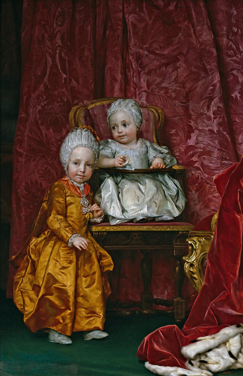 Spanska:  Los archiduques Fernando y María Ana de Austria Ärkehertig Ferdinand och ärkehertiginnan Maria Anna av Österrike av Anton Raphael Mengs