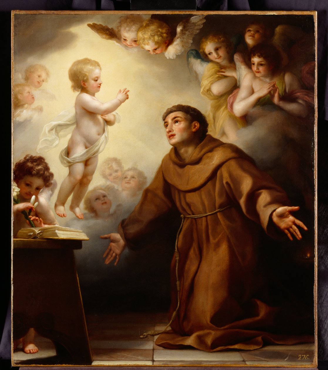 The Spädbarn Kristus som visar sig för St. Antonius av Padua, ca 1765 (olja på duk) av Anton Raphael Mengs