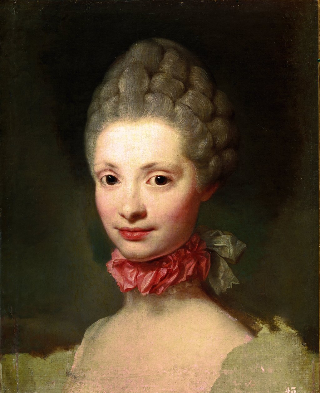 Oavslutat porträtt av Marie Louise de Bourbon-Parma (olja på duk av Anton Raphael Mengs