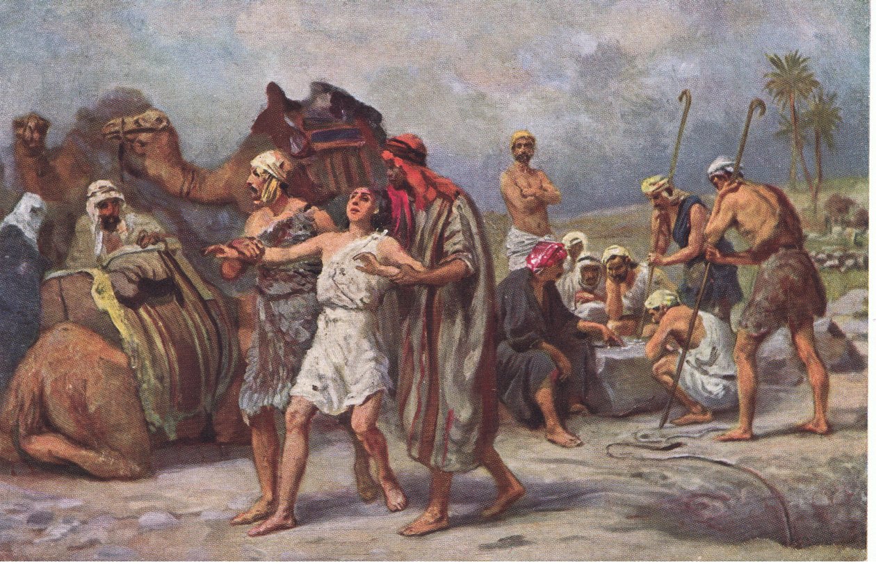 Joseph såldes av sina bröder, från Hulberts Story of the Bible publicerad av The John Winston Company, 1932 av Anton Robert Leinweber