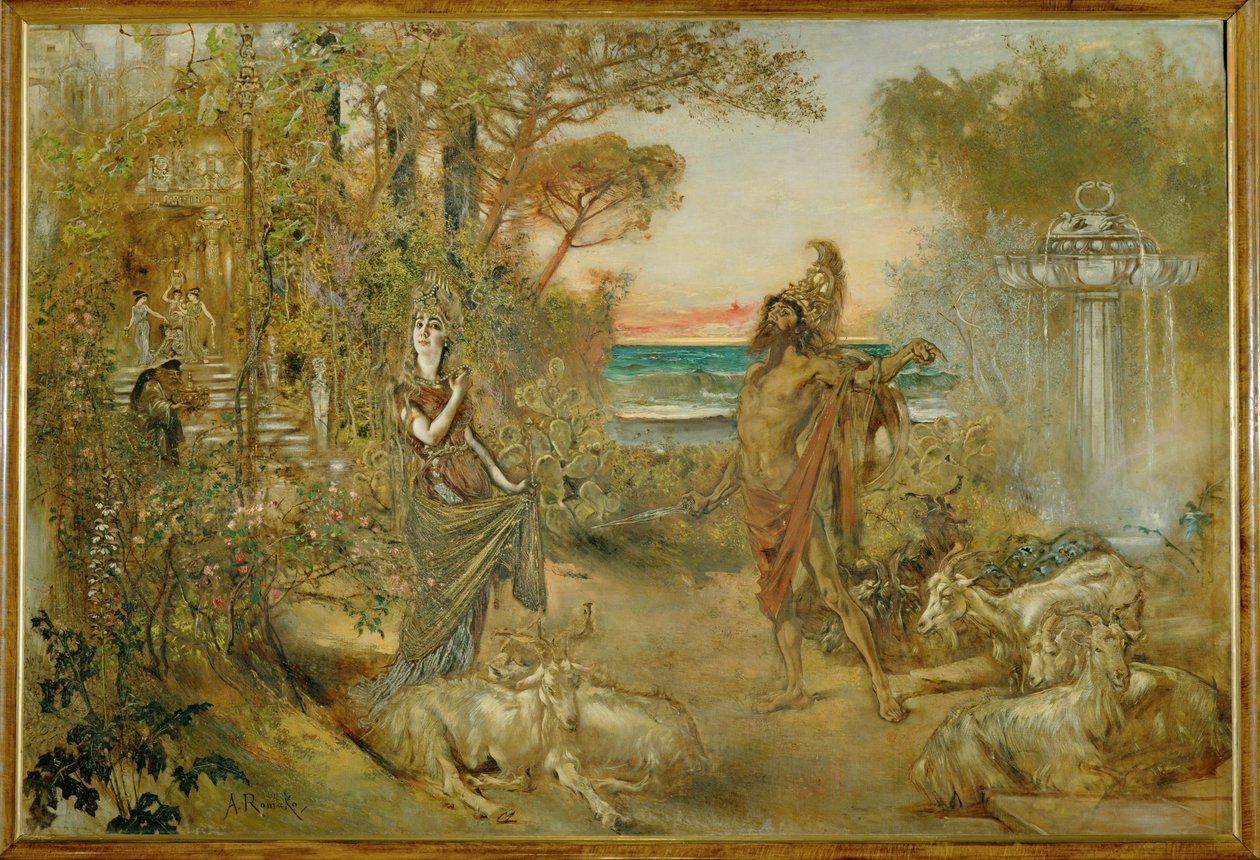 Circe och Ulysses ... (målning på duk) av Anton Romako