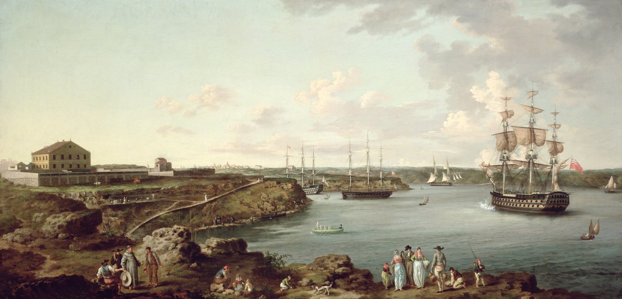 Skepp från Royal Navy i Port Mahon, Menorca av Anton Schantz
