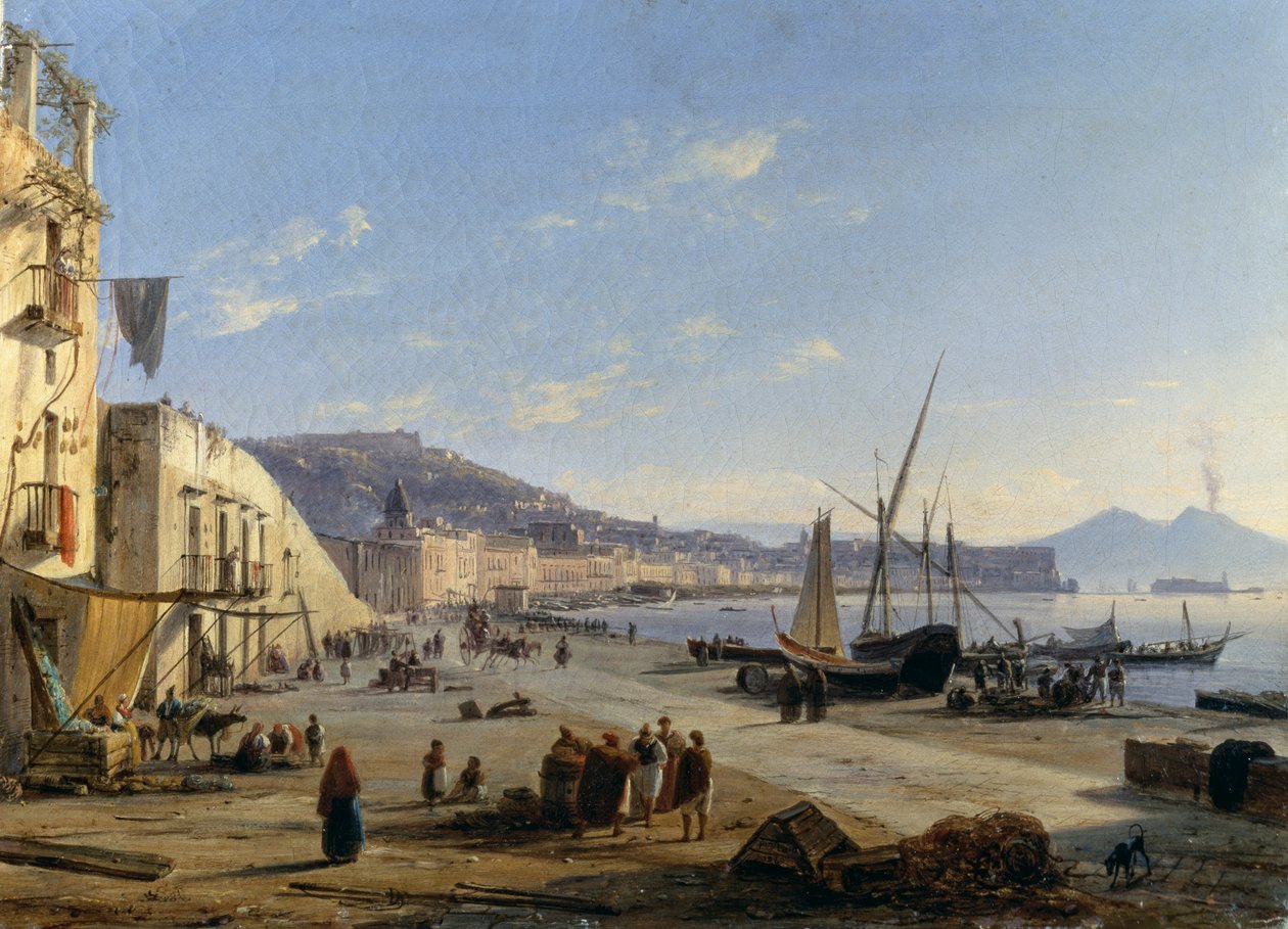 Utsikt över Neapel med Vesuvius i bakgrunden av Anton Sminck Pitloo