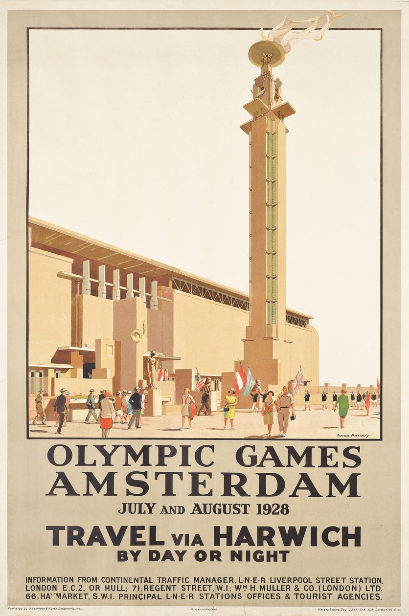 En affisch som annonserar de olympiska spelen 1928 i Amsterdam av Anton Van Anrooy