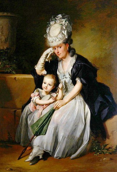Konstnärens andra fru och son av Anton Wilhelm Tischbein