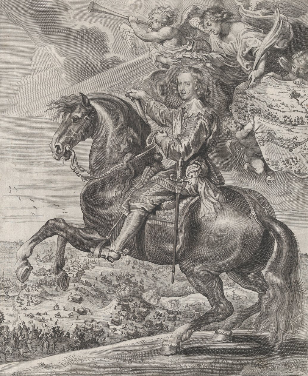 Porträtt av kardinal-Infante Ferdinand av Österrike, till häst, ca. 1630-54. av Anton van der Does