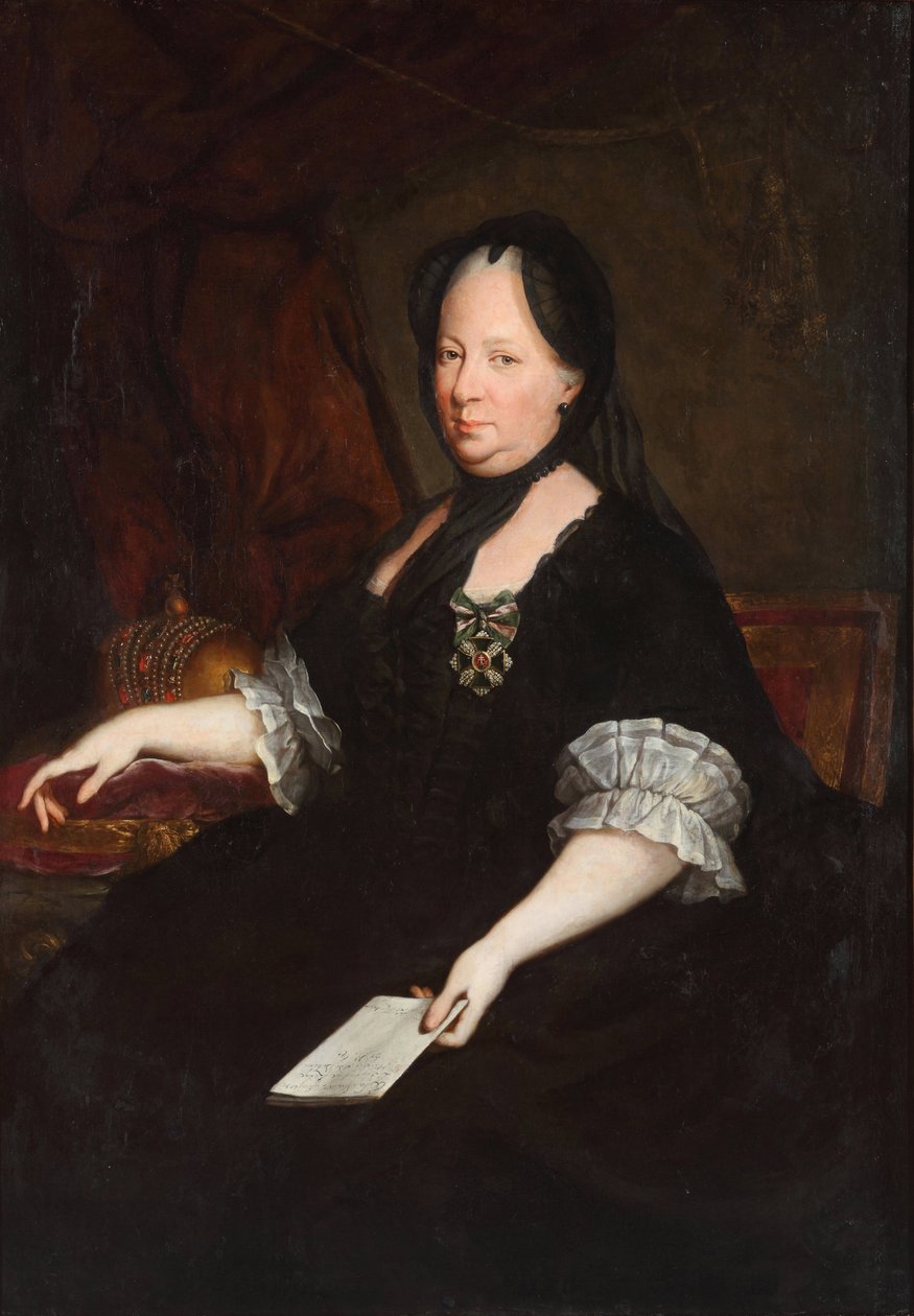Porträtt av kejsarinnan Maria Theresia av Österrike (1717-1780) som änka av Anton von Maron