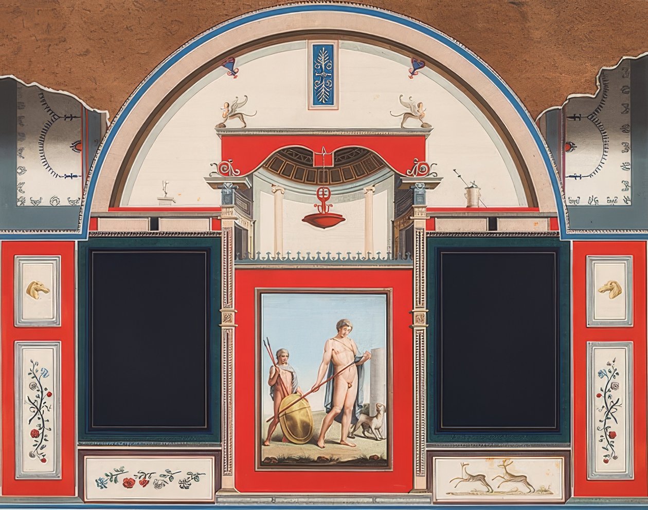 Väggmålning av ett romerskt hus på tomten till Villa Negroni i Rom, Adonis med en ung man. 1779 av Anton von Maron