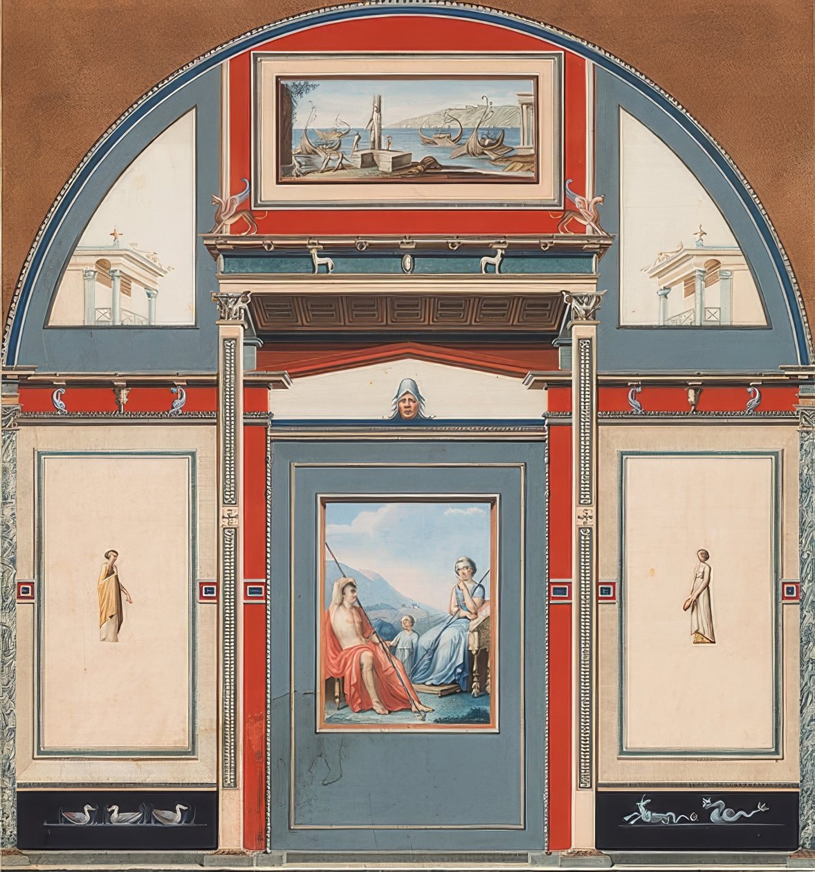 Väggmålning av ett romerskt hus på tomten till Villa Negroni i Rom, Venus och Adonis. 1781 av Anton von Maron