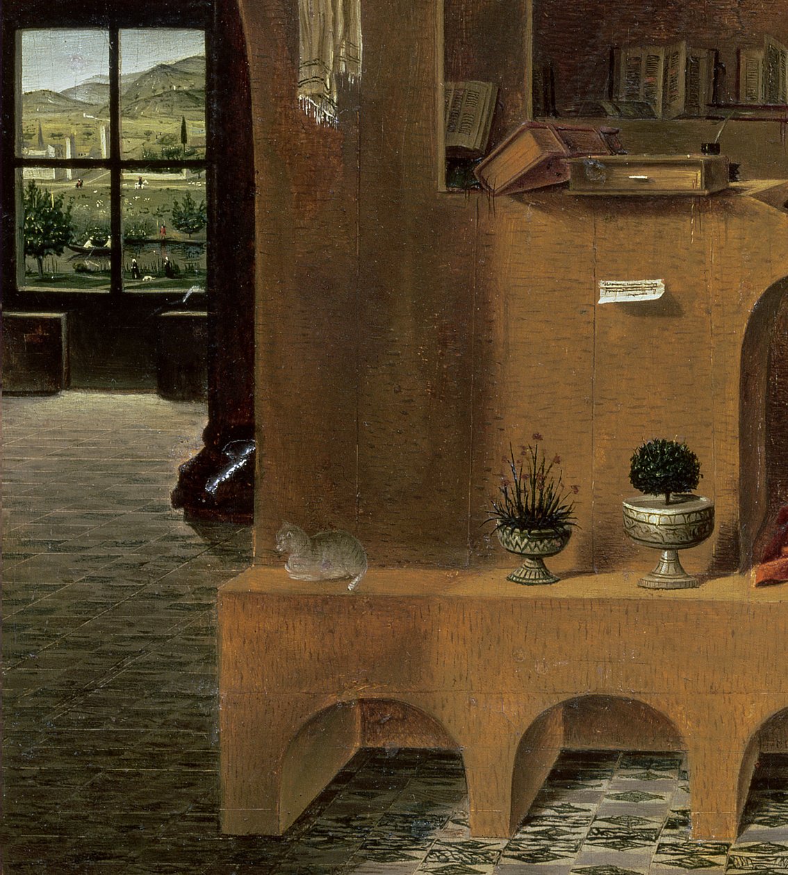 St. Hieronymus i hans arbejdsværelse, ca. 1475 (detalje af 29420) swed av Antonello da Messina