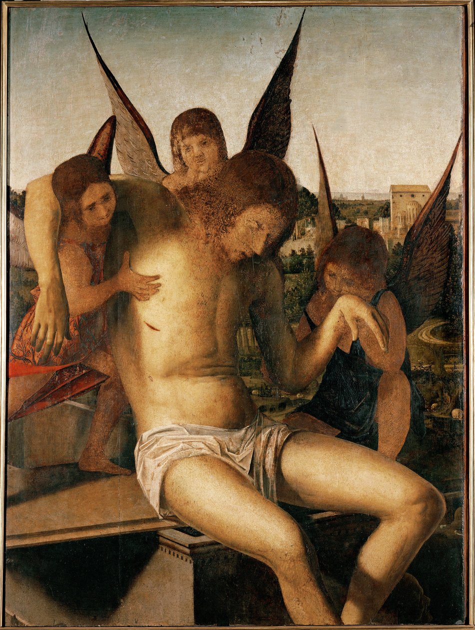 Pieta med tre änglar, ca 1475 (olja på trä) av Antonello da Messina