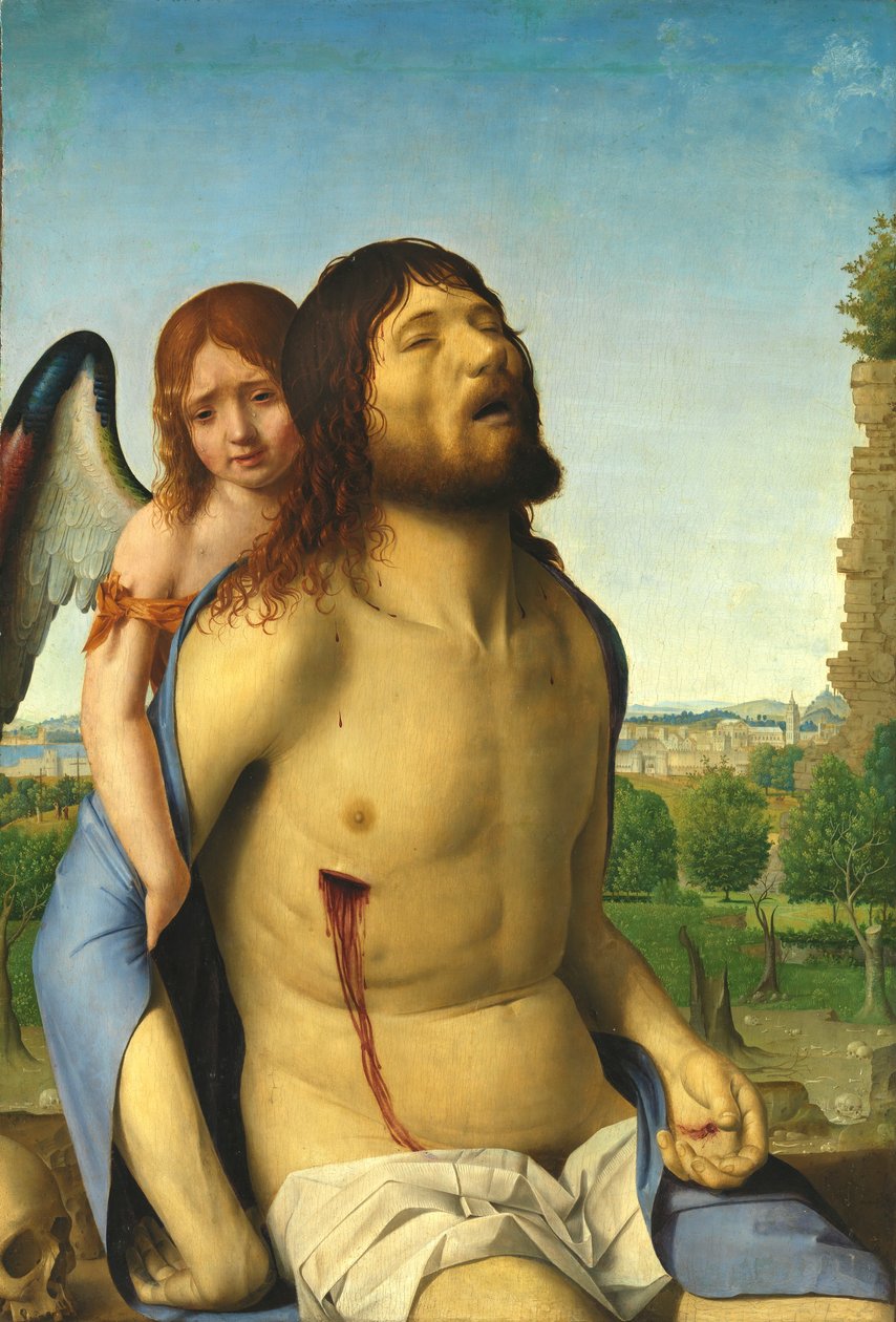 Den döde Kristus med stöd av en ängel av Antonello da Messina