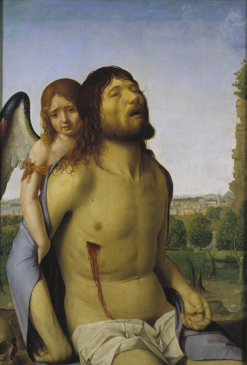 Den döde Kristus stödd av en ängel av Antonello da Messina