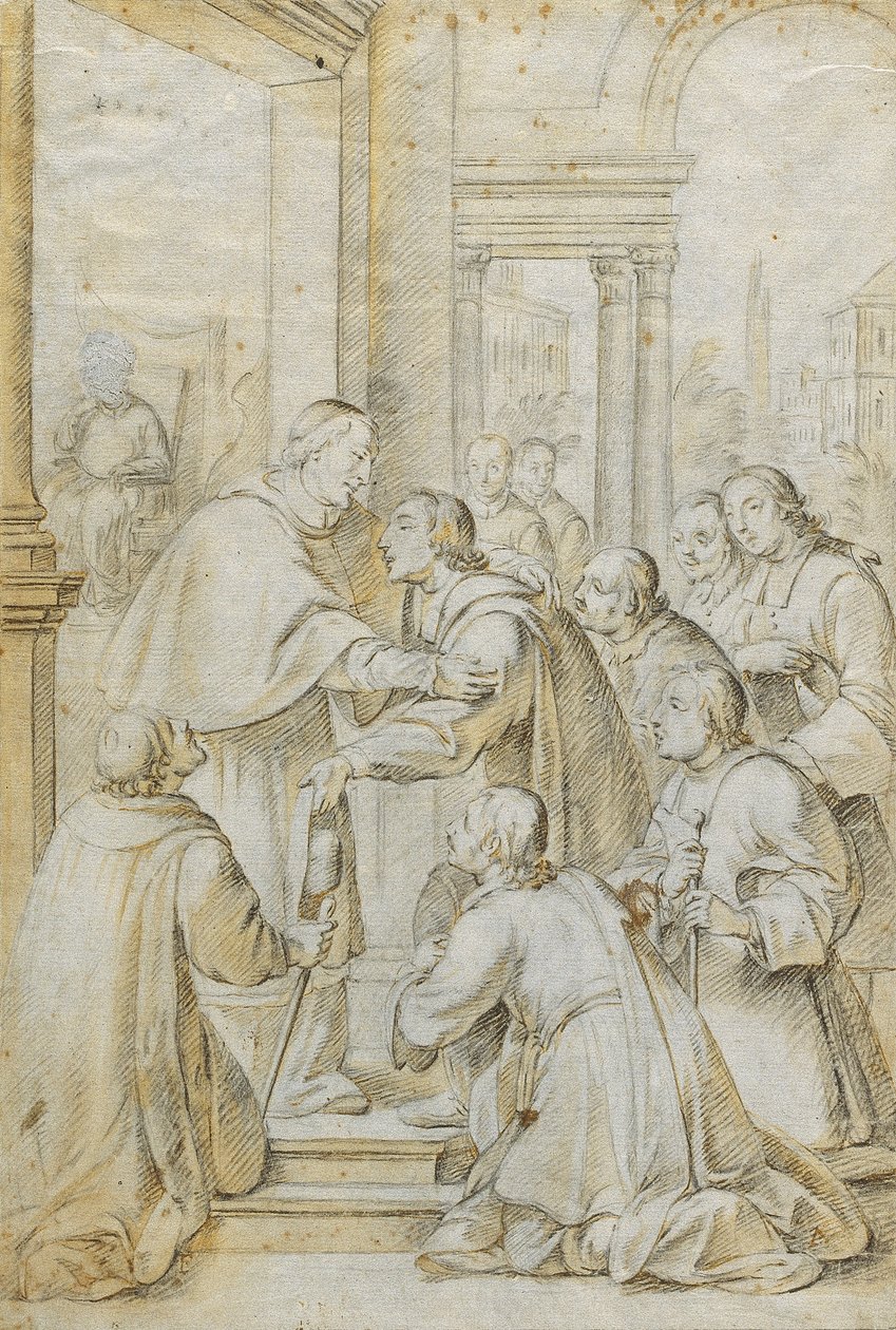 Saint Bruno möter biskop Hugh av Köln av Antoni Viladomat