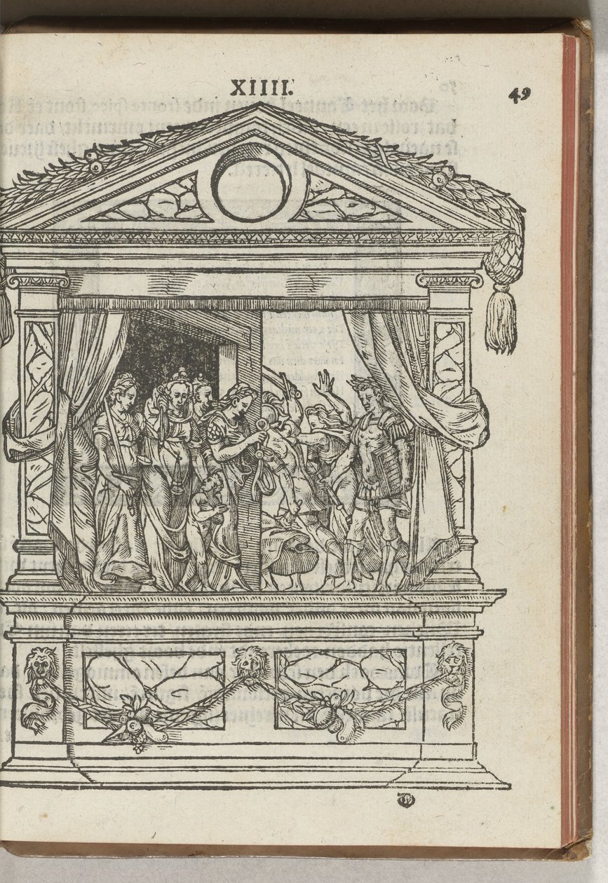 Tredje dekorerade scenen med scen: prinsen befriar dygderna från fångenskap, 1577 av Antoni van Leest