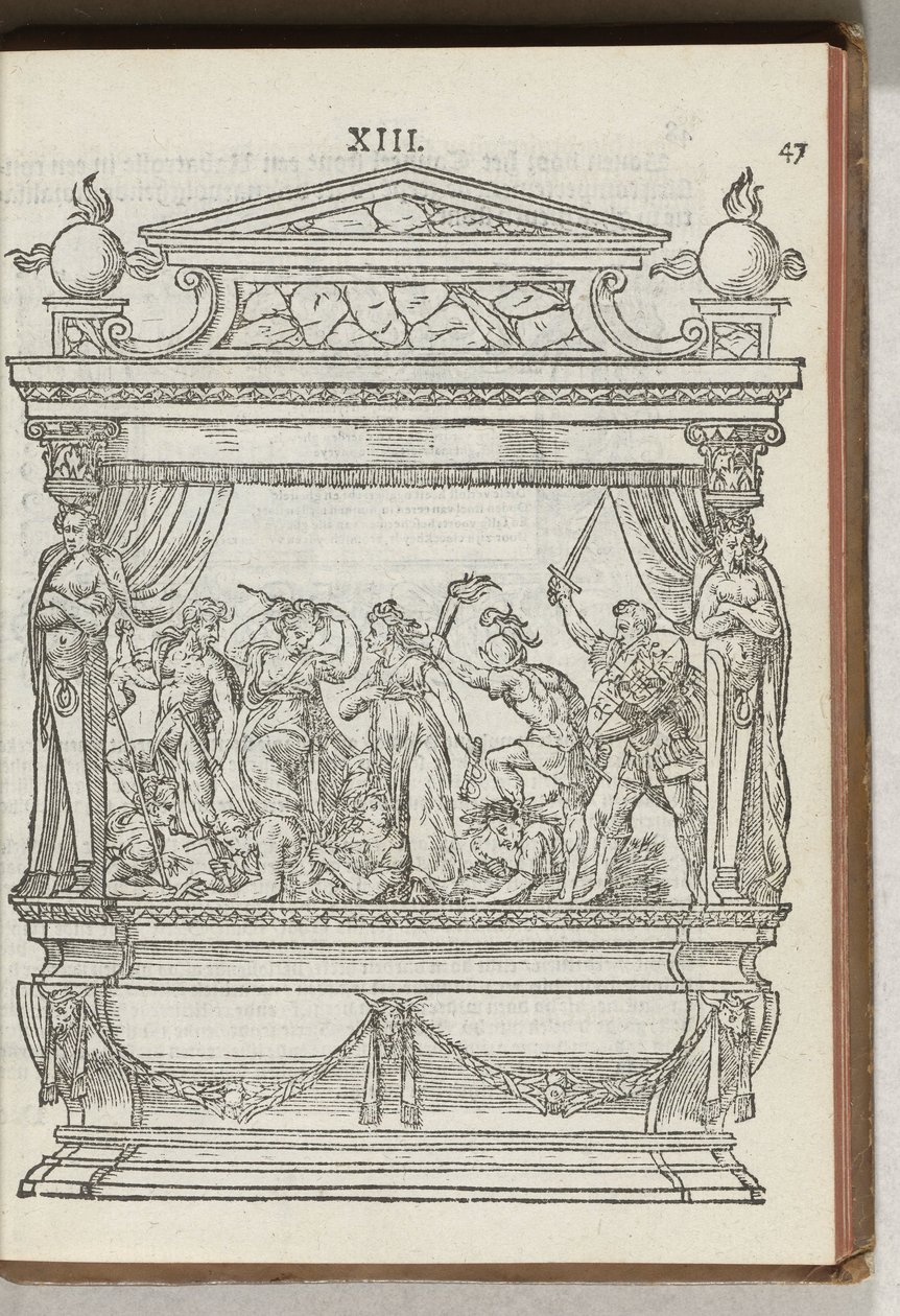 Andra dekorerade ställningen med scen: prinsen jagar bort krig och oenighet, 1577 av Antoni van Leest