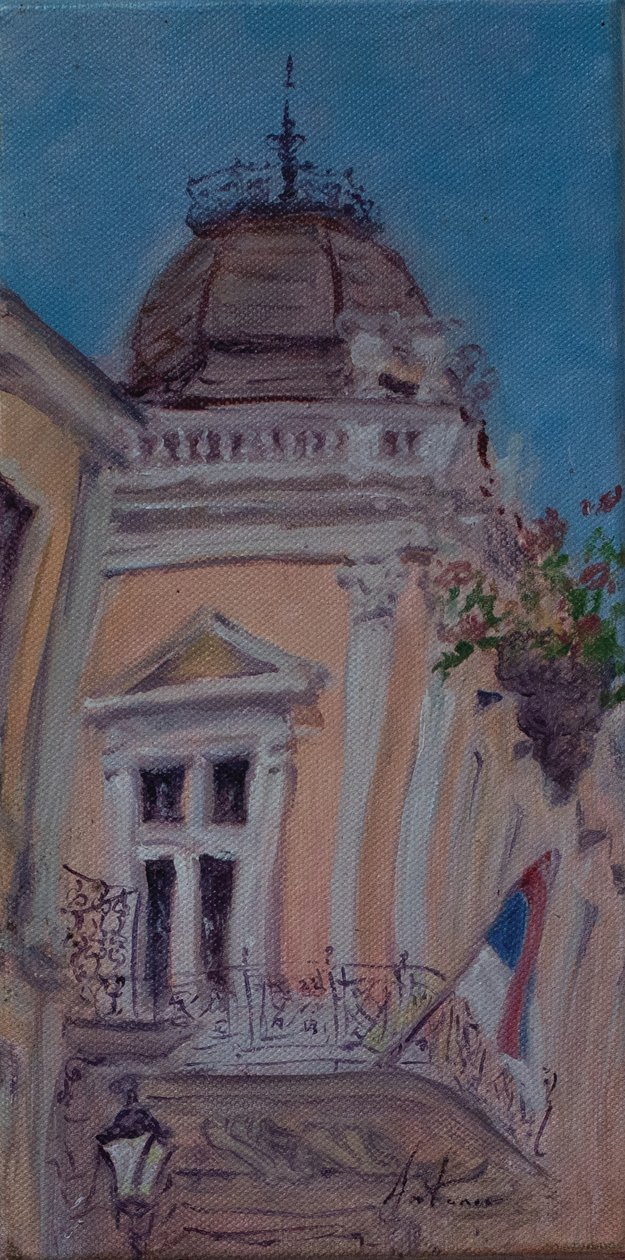 Serbien, 2017 (olja på duk) av Antonia Myatt