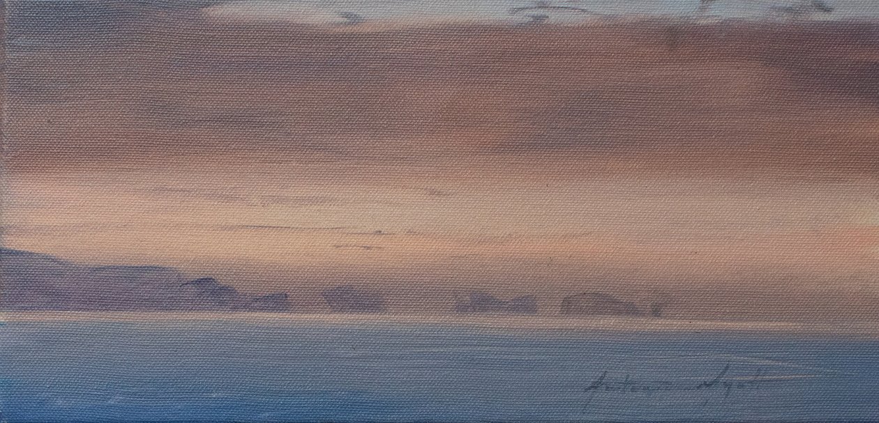 Seven Sisters, Lymington, 2019 (olja på duk) av Antonia Myatt