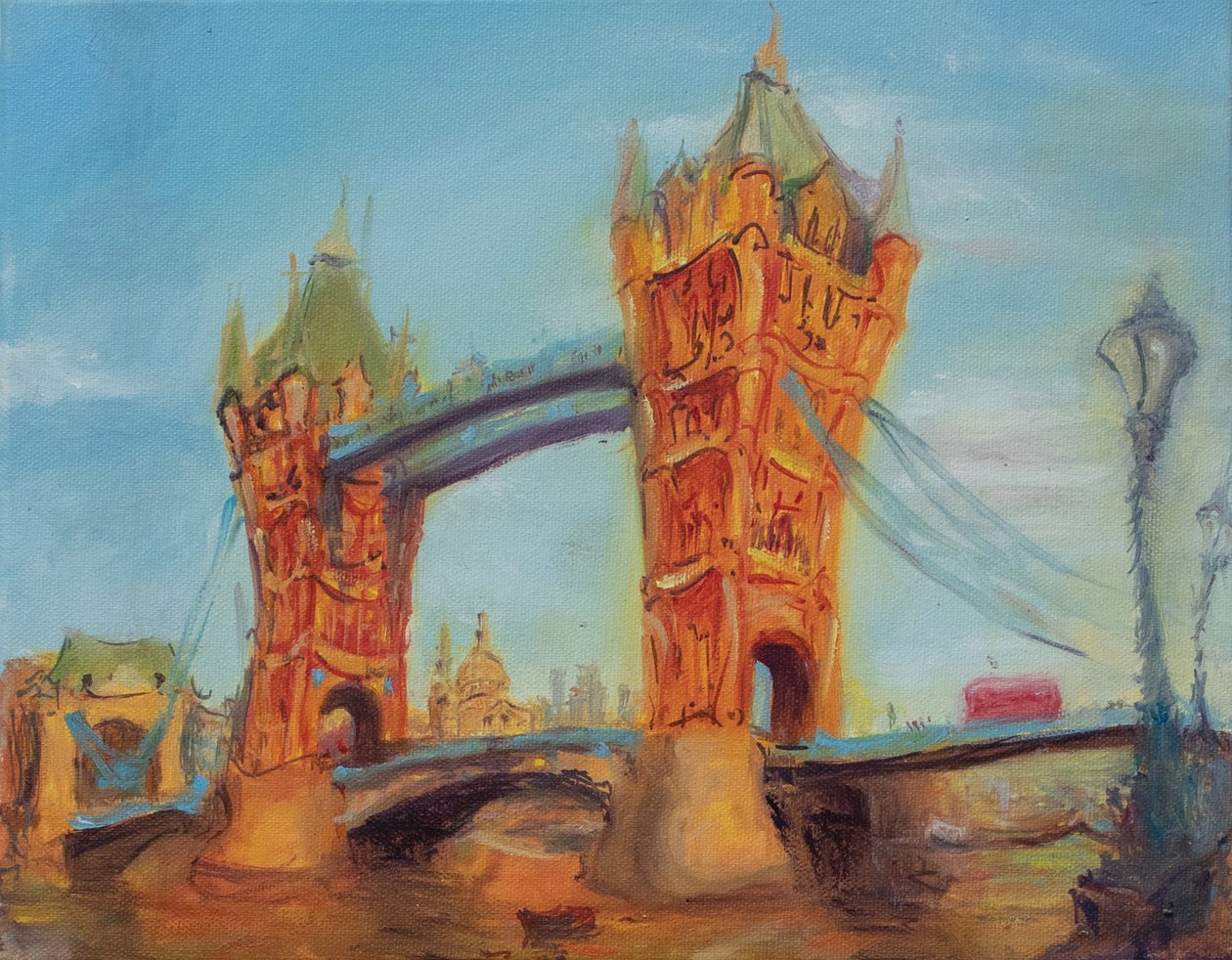 Tower bridge, studie, 2019 (olja på duk) av Antonia Myatt