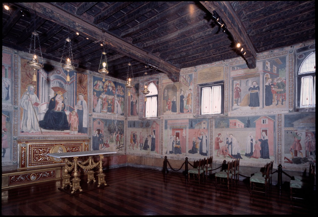 Allmän bild av livet för St Francesca roman (fresk av Antoniazzo Romano