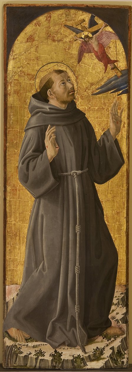 Saint Francois - Saint Francis of Assisi par Romano, Antoniazzo (1430 / 35-1508). Olja på trä, storlek: 173x61,5,, Civic Museum, Rieti av Antoniazzo Romano