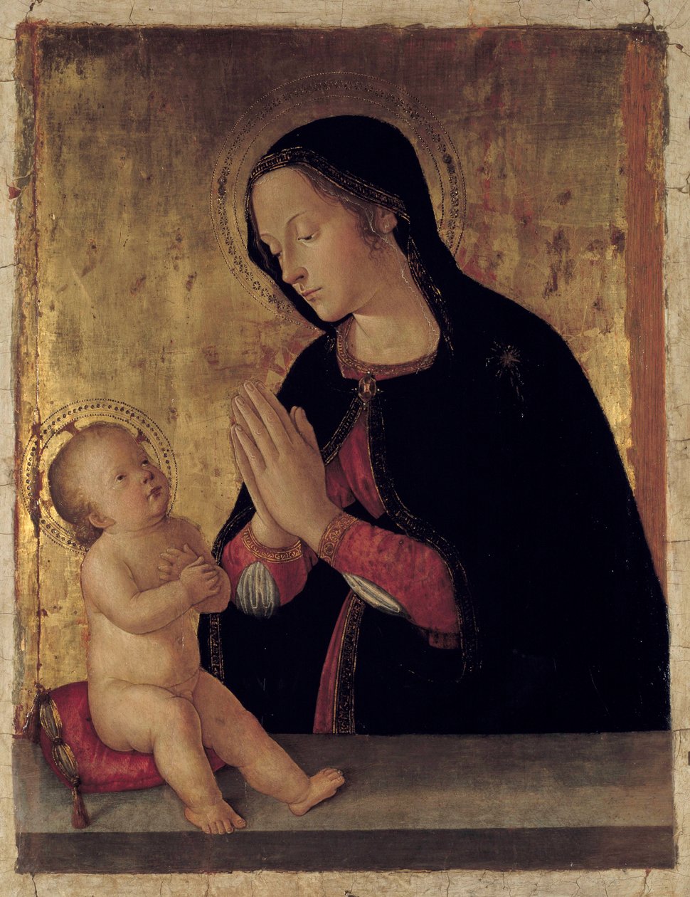 Jungfrun som tillber barnet altartavla av Antoniazzo Romano (1430-1508) av Antoniazzo Romano