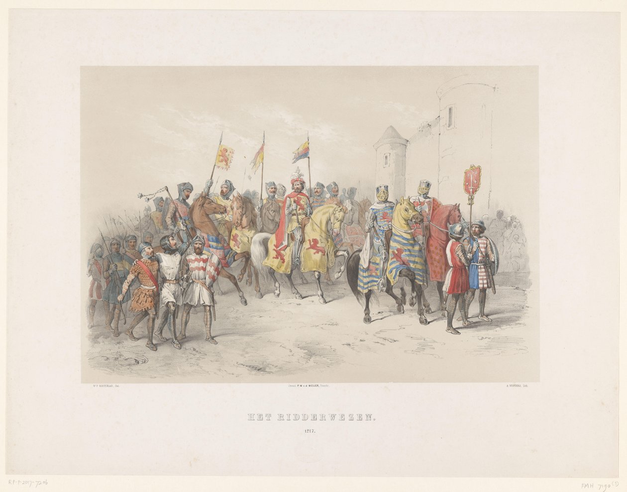 Utrecht Masquerade 1851: Knighthood, 1217 The Knighthood, 1217 (titel på objekt) Den nationella historien. från de äldsta tiderna till slutet av 1600-talet, i åtta scener, framställda i kostym av H.H. Studenter vid Utrechtsche Hoo av Antonie Johannes Groeneveldt