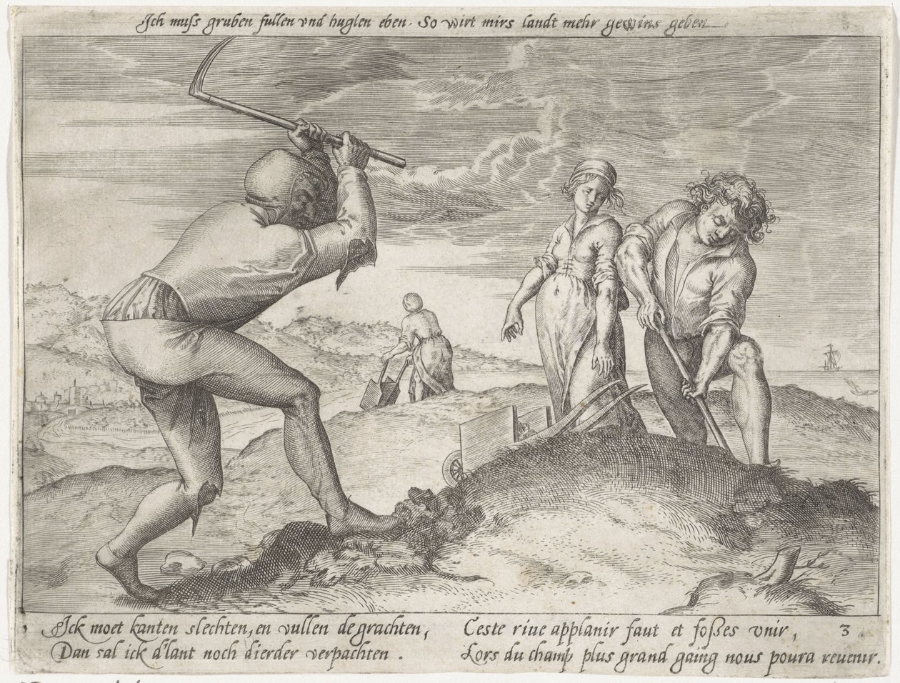 Utjämna marken Odla spannmål (serietitel) av Antonie Wierix (II) (possibly)