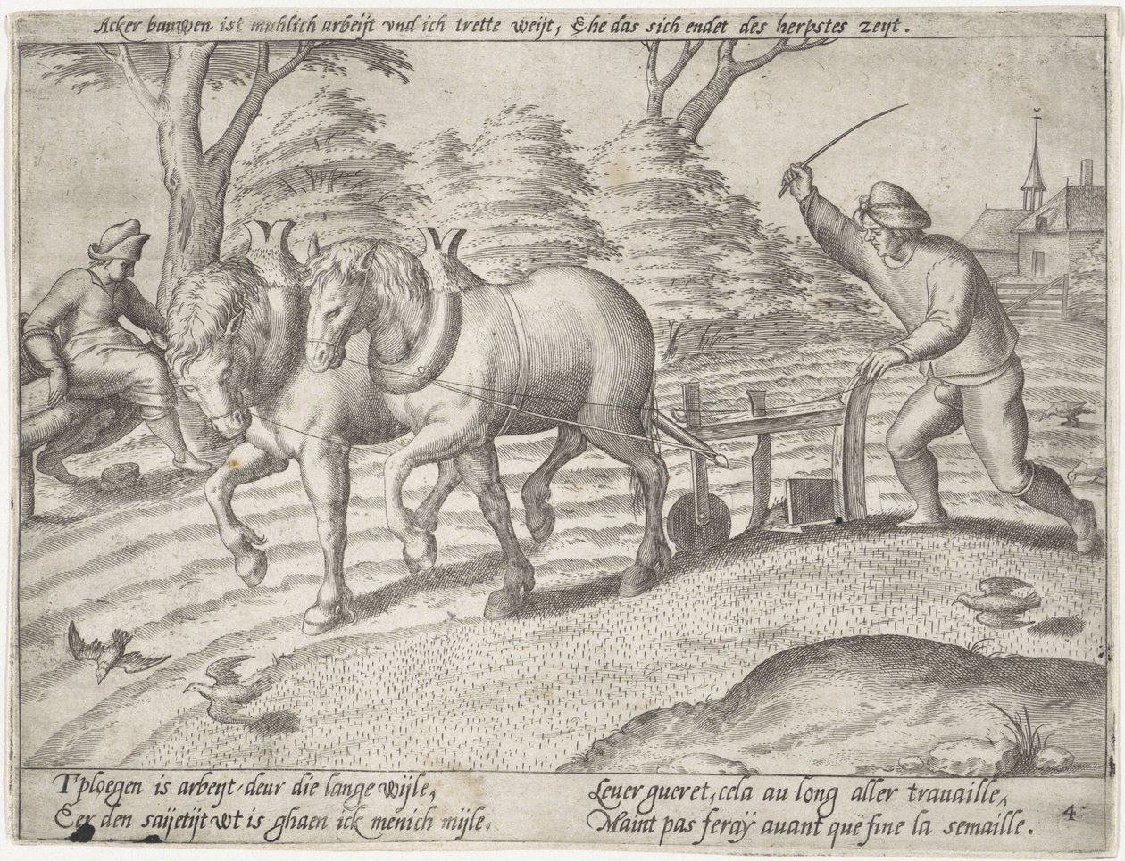 Plöjer marken Odla spannmål (serietitel) av Antonie Wierix (II) (possibly)