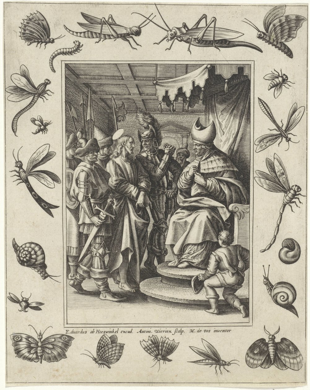 Kristus före Kaifas Passion of Christ (serietitel) av Antonie Wierix (II)