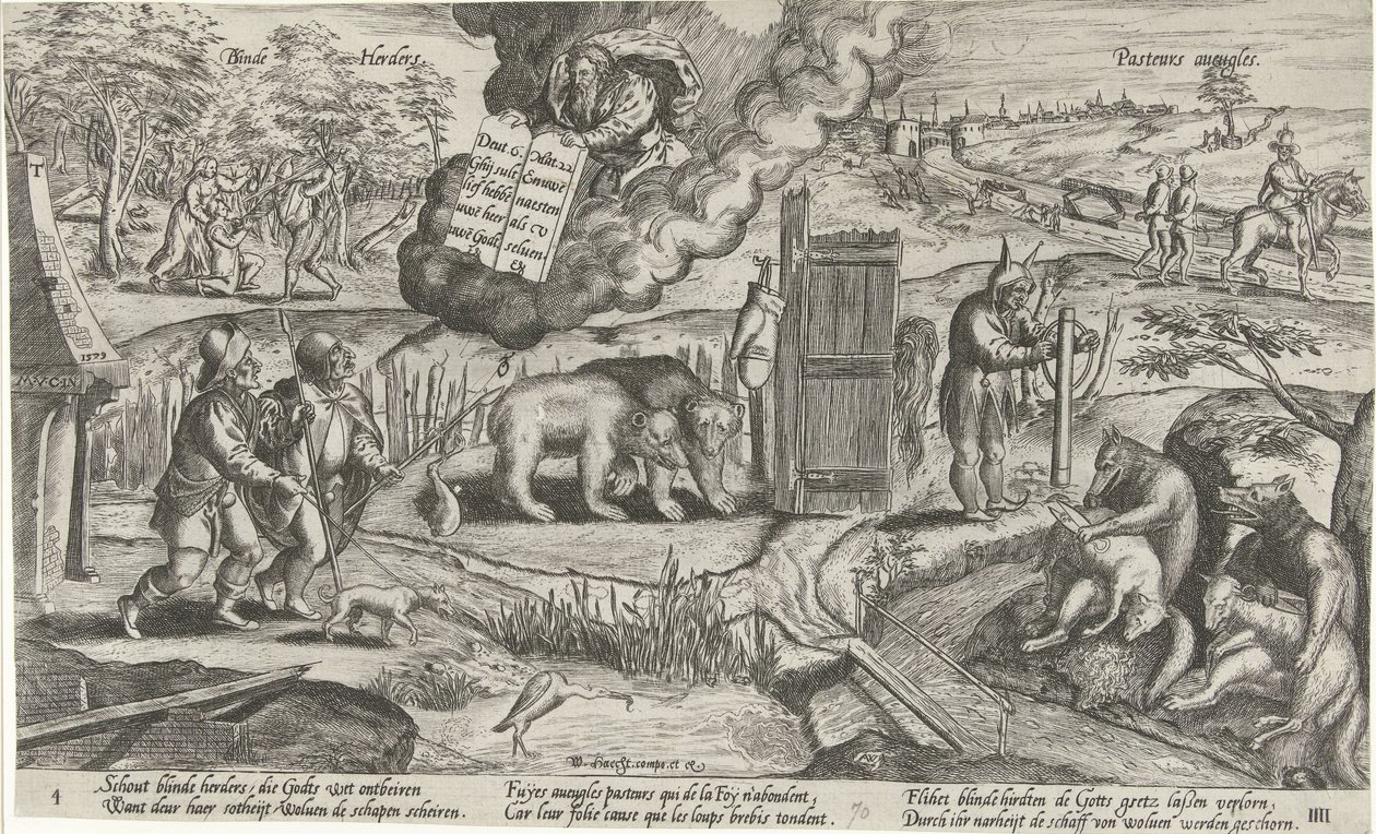 De blinda herdarna Blind Shepherds / Pasteurs aveugles (titel på objekt) av Antonie Wierix (II)