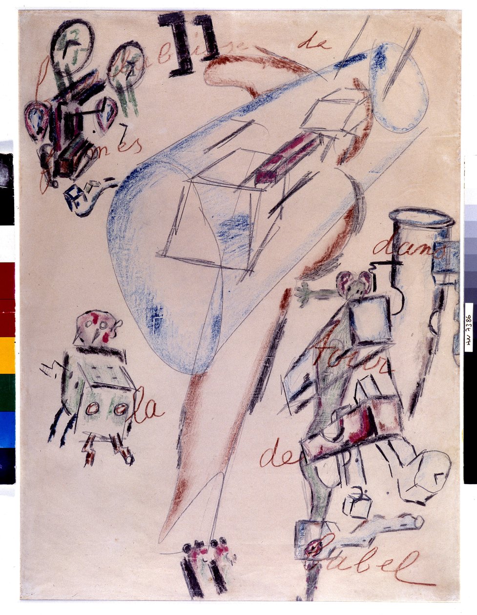 Bouillabaisse av former i Babels torn, februari 1946 (teckning) av Antonin Artaud