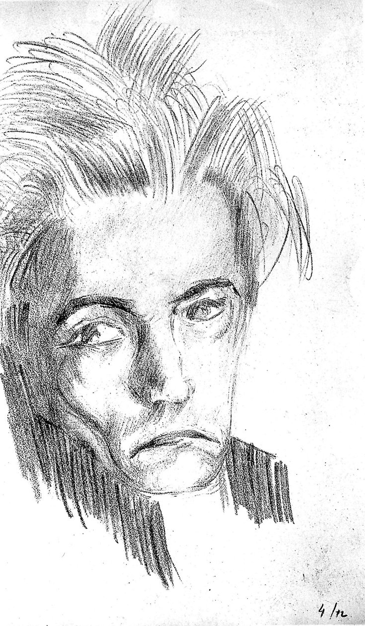 Självporträtt (lito) av Antonin Artaud
