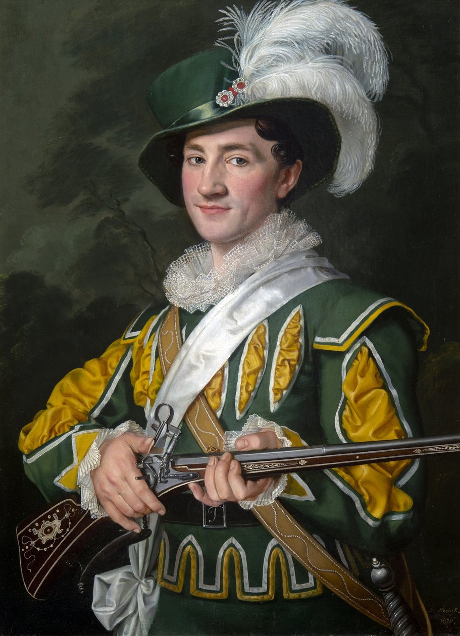 Alois Jelen (1801-1857) som Max i operan Der Freischuetz av Carl Maria von Weber (1786-1826) - Antonin Machek (1775-1844). Olja på duk av Antonin Machek
