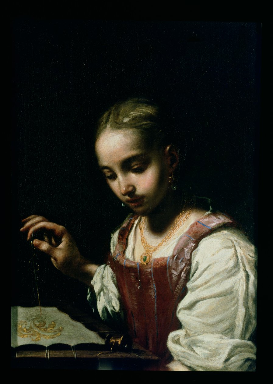 En flicka som syr av Antonio Amorosi