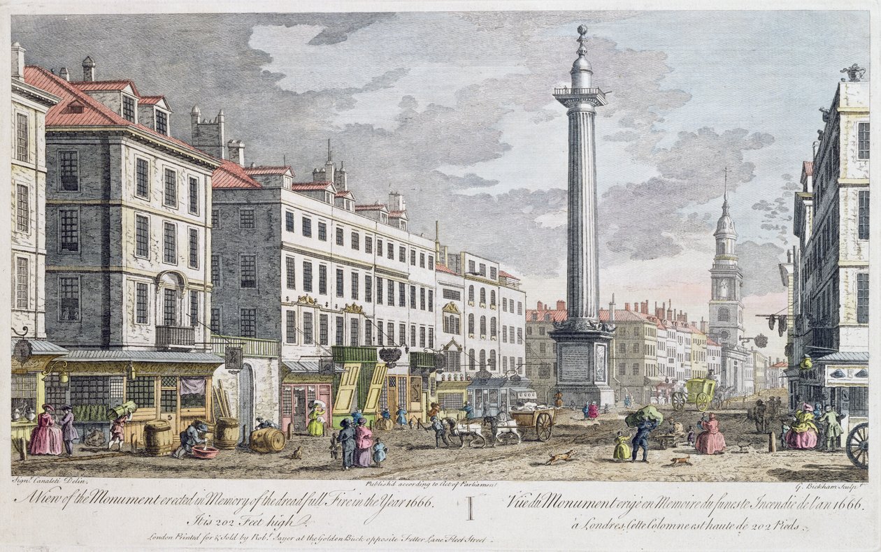 Monument uppfört till minne av branden i London, av Giovanni Antonio Canal