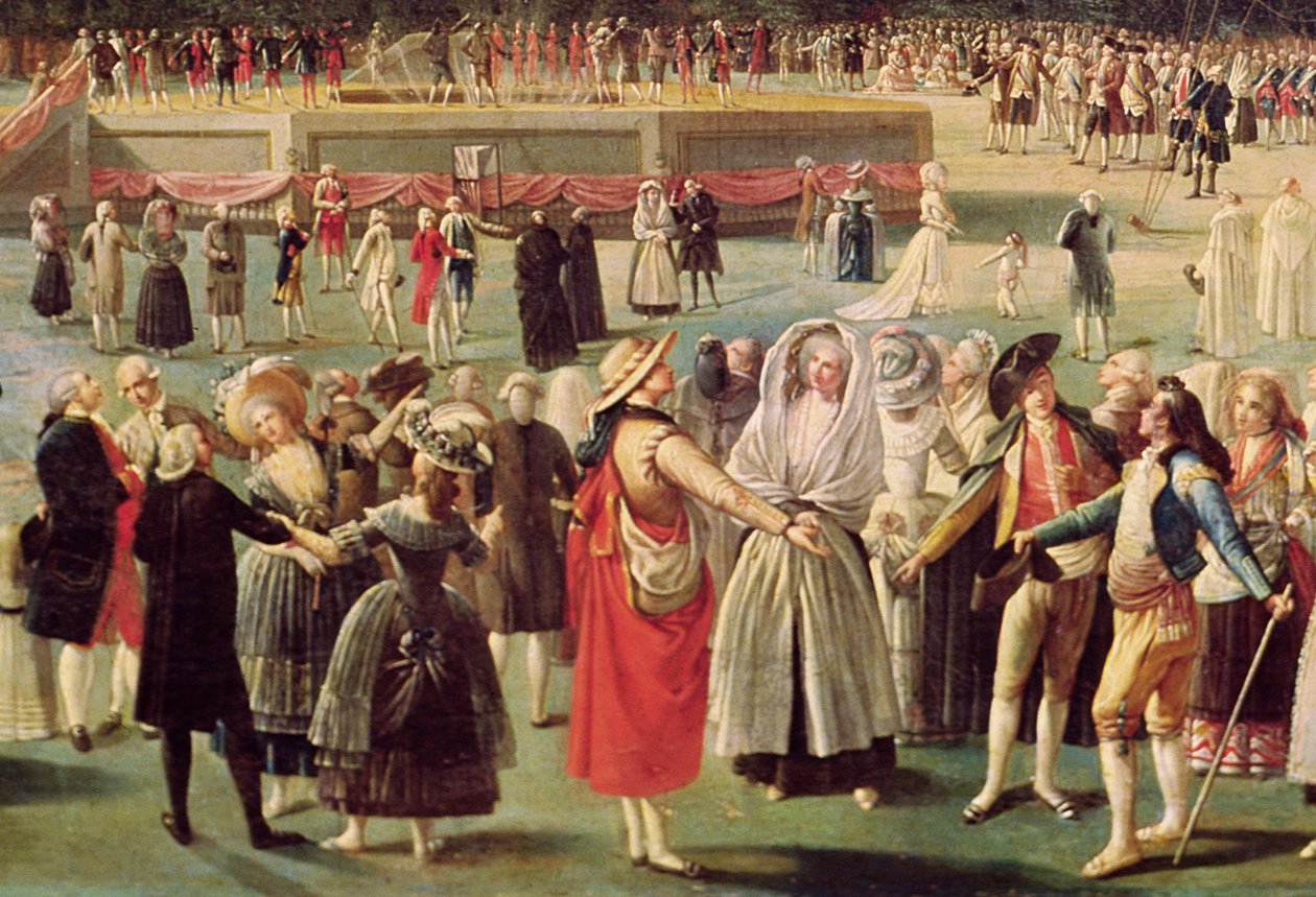 The Ascent of the Montgolfier Balloon at Aranjuez, ca 1764 (detalj av 38558) av Antonio Carnicero