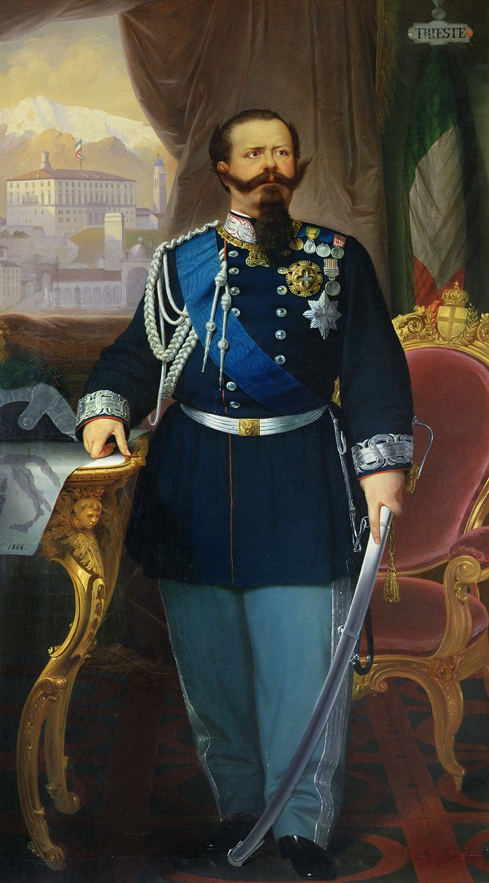 Porträtt av Victor Emmanuel II (1820-78) kung av Sardinien och Italien, 1866 av Antonio Dugoni