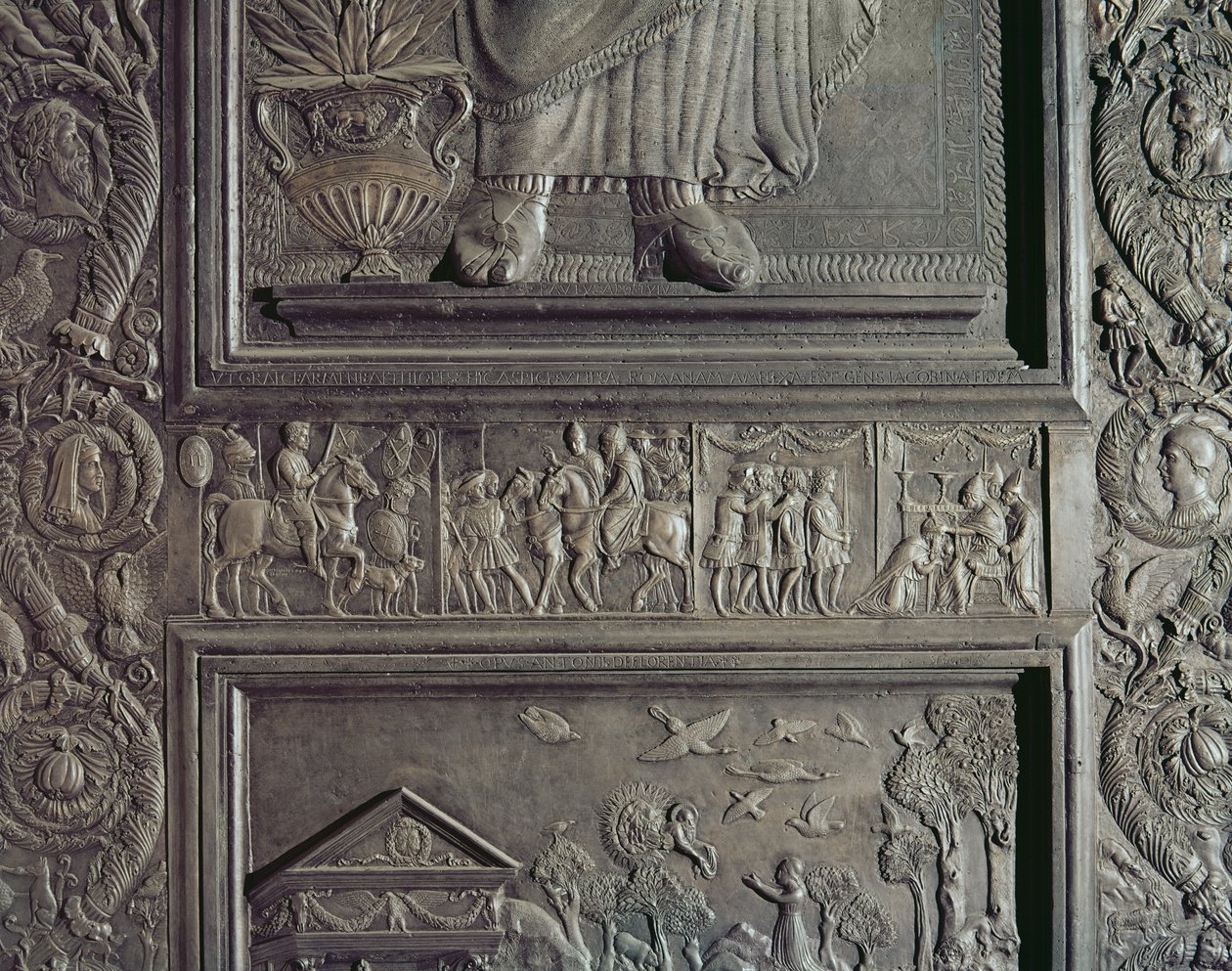 Detalj från basilikans centrala dörr, dekorerad 1439-45 (brons) (se även 247330-247337) av Antonio Filarete