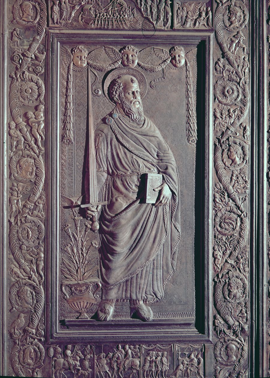 St. Paul, detalj från basilikans centrala dörr, dekorerad 1439-45 (brons) (se även 247330-247337) av Antonio Filarete