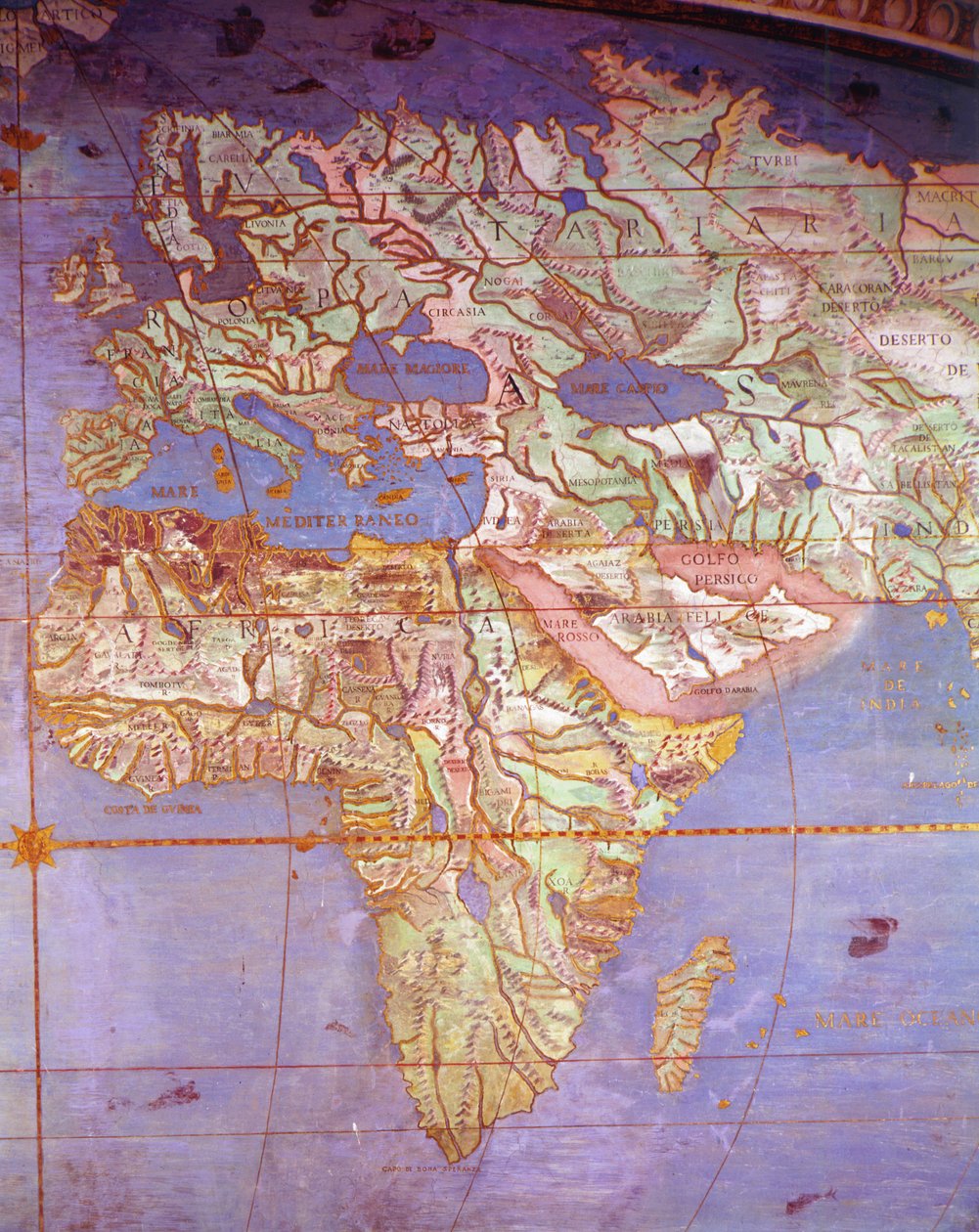 Karta över Europa och Afrika, från "Sala Del Mappamondo" (Hall of the World Maps) av Antonio Giovanni de Varese